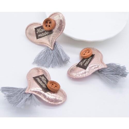 10Pcs Padded Heart Tassel Applique for DIY Clothes Hat Shoes Fabric Sewing Patch DIY Headwear Hair Clips Decor Accessories C25