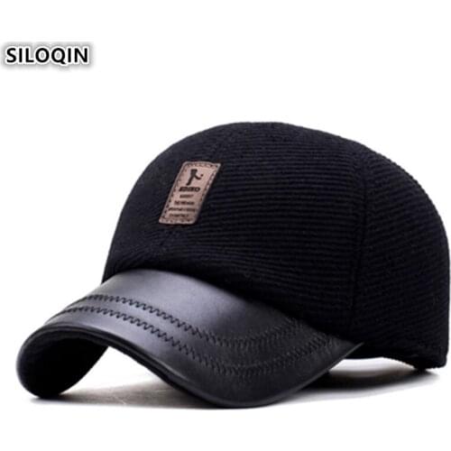 SILOQIN Adult Mens Winter Thick Warm Baseball Cap 2019 New Earmuff Cap Adjustable Size Fashion Sports Caps Snapback Cap Dad Hat