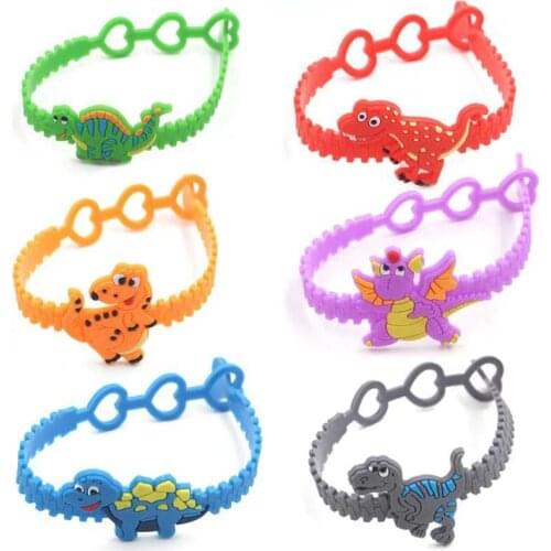 3Holes Adjustable Dinosaur Bangle Cute Animal Bracelet Birthday Holiday Party Kids Children Gift Favor Wristband