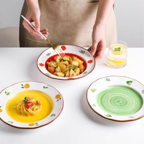 Strawberry Decorative Ceramic Plates Cartoons Avocado Porcelain Cake Dessert Plate Main Course Dinnerware Home Decoration Modern