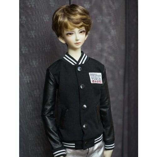 D01-P109 children handmade toy 1/3 1/4 Doll Accessories BJD/SD doll clothes Black leather sleeve baseball uniform 1pcs