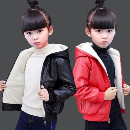 Children Teenage Girl Bikers Leather Hooded Jacket Fall Winter Windbreaker Coat Kids Girls Outerwear Clothes for 4 6 8 12 Year