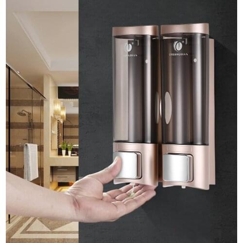 Double Liquid Soap Dispenser Bathroom Hand Touch Soap Dispenser Pump Wall Mounted Detergent Shampoo Dispenser for Liquid Soap