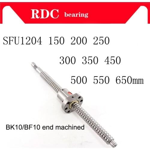 FREE SHIPPING machined SFU1204 150 200 250 300 350 400 450 500 550 600 650 mm cold roller ball screw with 1204 single ball nut