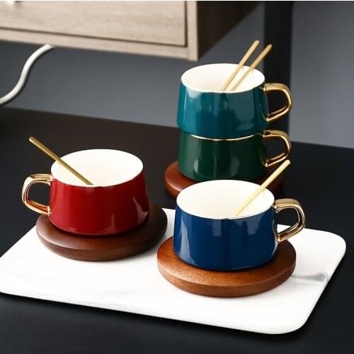 Nordic Ceramic Coffee Mugs Matte Luxury Water Cafe Tea Milk Cups Condensed Coffee Ceramic Cup Saucer Suit With Dish Spoon Set