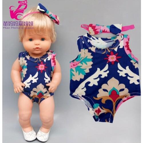 38cm Doll Clothes Nenuco Ropa Y Su Hermanita Baby Doll Clothes Rompers with Headband Swimsuit