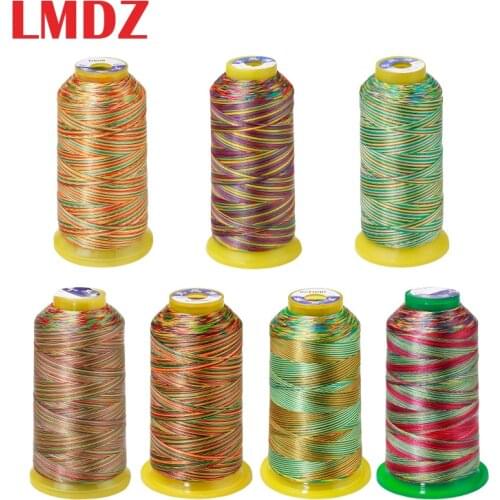 LMDZ 1Pcs 150D/3 Rainbow Color Sewing Thread Hand Quilting Embroidery Sewing Thread Variegated Polyester Needlework Fiber Yarn