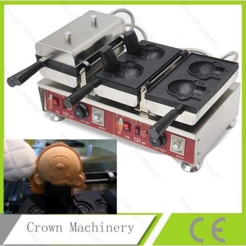 Commercial little bear waffle making machine; ice cream bear shape waffle cone maker