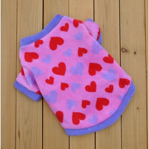 Cute Warm Fleece Dog Clothes Short Sleeve Love Heart Printed Pullover Dog Hoodies Autumn Winter Pet Clothes Pet Shirt