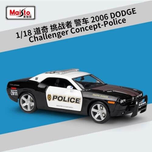 Maisto 1:18 2006 Dodge Challenger Concept-Police Simulation Alloy Finished Car Model With Base Collection Ornament Gifts