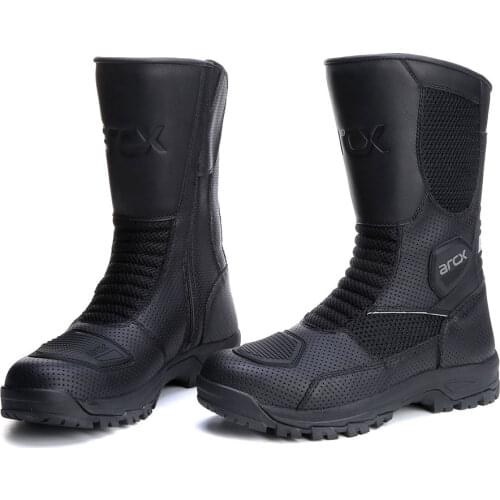 ARCX Motorcycle Boots Genuine Cow Leather Motocross Boots Summer Breathable Botas De Moto Motorbike Riding Boots Botas Moto