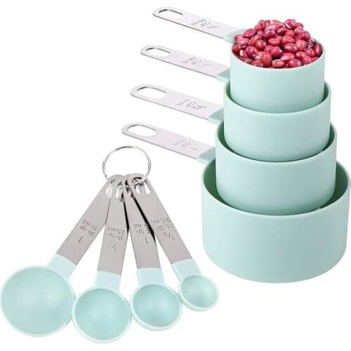 Measuring Cups And Spoons Set Of 8 Pieces,Nesting Measure Cups With Stainless Steel Handle,For Dry And Liquid Ingredient