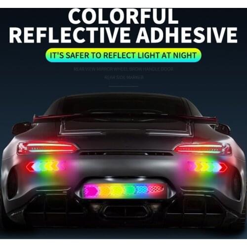 Car Stickers Strong Reflection Safety Rearview Mirror Auto Anti-Scratch Warning Drop Glue Colorful Reflective Warning Decals