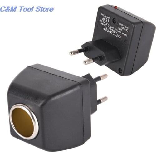 New Power Converter Adapter 90V-220V AC Wall Power To 12V DC Car Cigarette Lighter Socket Charger black