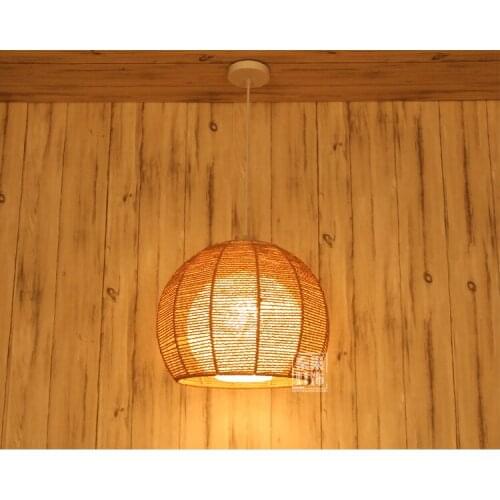 Bamboo rattan Pendant Lights Japanese retro round rattan garden balcony lamp shade bedroom study Restaurant Pendant lamps zb30