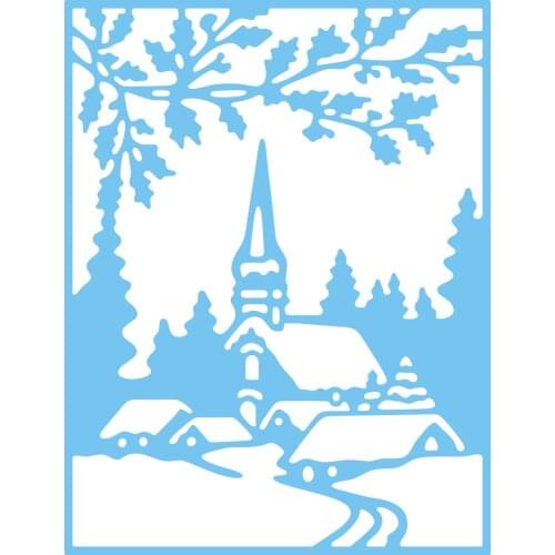 JMCRAFT Snowy Village Frame #5 Metal Cutting Dies DIY Scrapbook Handmade Paper Craft Metal Steel Template Dies