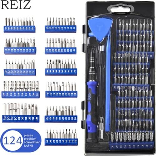 REIZ Precision Screwdriver Set 124 In 1 Magnetic Screw Bit Slotted Phillips Torx Rotation Handle PC Mobile Phone Repair Tool Kit