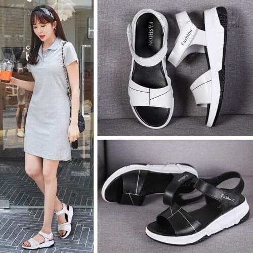 2021 New Women Summer Sandals Platform Shoes Soft Ladies Sandal Comfortable Flat Open Toe Outdoor Beach For Woman White Shoe