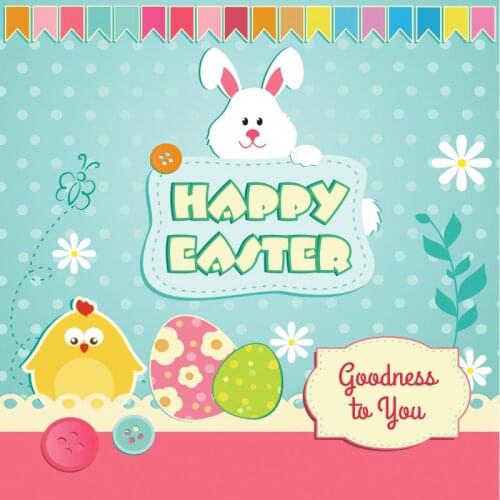 Happy Easter Backdrop Cartoon Bunny Eggs Photography Background Family Party Decor Photo Booth Studio Prop
