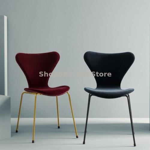 Nordic Chair Simple Back Home Dressing Table Makeup Chair Butterfly No.7 Chair Fashionable Velvet Luxury Dining Chair