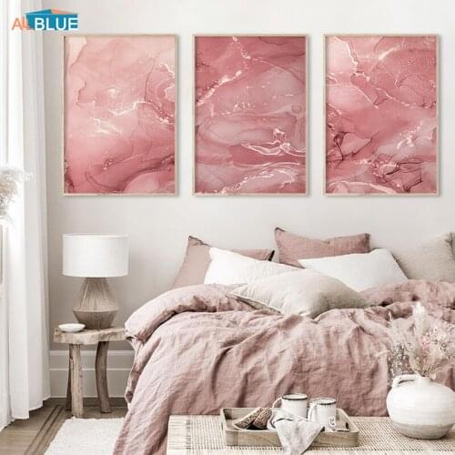 Scandinavian Luxury Pink Marble Abstract Canvas Poster And Print Painting Gallery Wall Art Decorative Pictures Nordic Home Decor