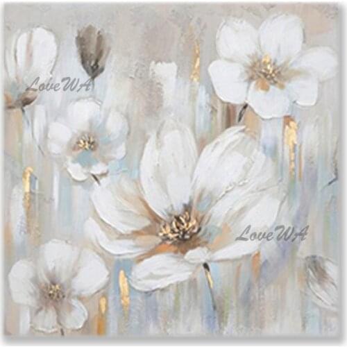Modern Wall Art Home Decorative Item Hand-painted Flowers Design Oil Painting Wall Hangings Canvas Gray Colorl Art Panel Picture