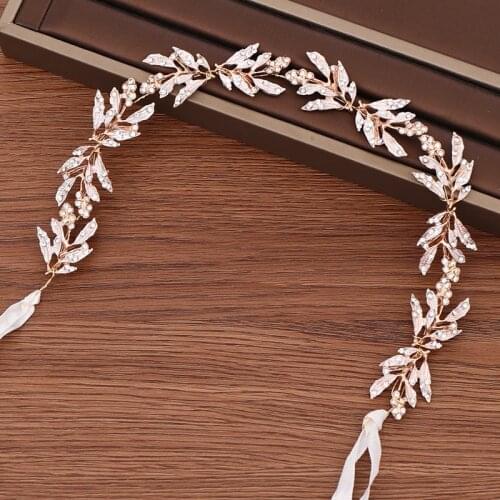 Rhinestone Headband Hair Accessories Bride Tiara Light Gold Sliver Leaf Hair Band Bridal Headdress Wedding Hair Jewelry