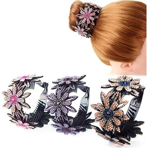 Rhinestone Hair Bun Claws Holders Cage Hairpins Hair Styling Accessories Crystal Hair Clamps Clips Ponytail Holder Headdress