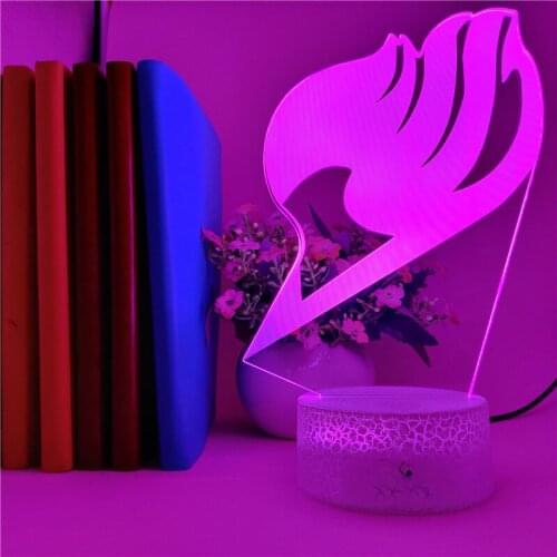 FAIRY TAIL Night Light LED RGB Color 3D Desk Lamp Anime Nightlight Atmosphere Club Party Decoration Teenagers Gift APP Control