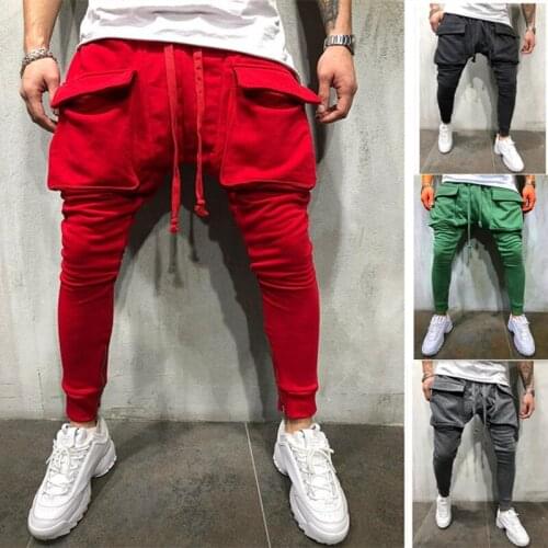 Outdoor 2019 Summer hip hop mens large pocket zipper beam mouth pants mens casual joggers harem sweatpants mens pants