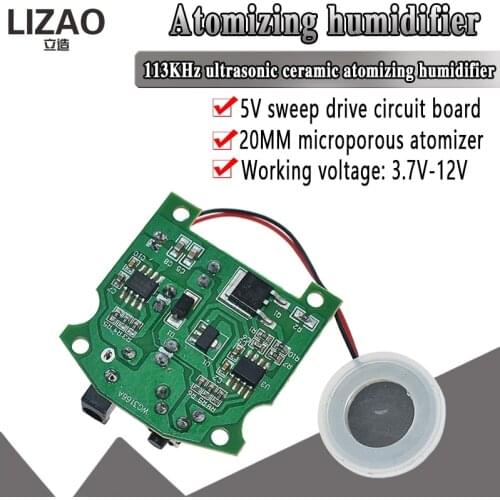 20mm 113KHz Ultrasonic Humidifier Mist Maker USB Ceramic Atomizer Transducer Humidified Plate Accessories + PCB Module D20mm