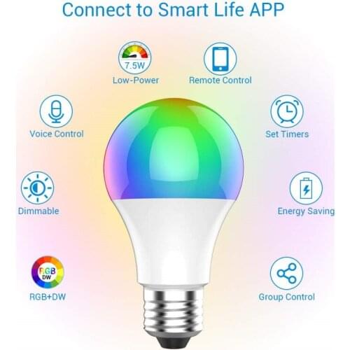 Wireless Wifi Smart Bulb LED Magic RGBWW Home Lighting Lamp 9W E27 E26 B22 Color Change Dimmable Apply to IOS /Android