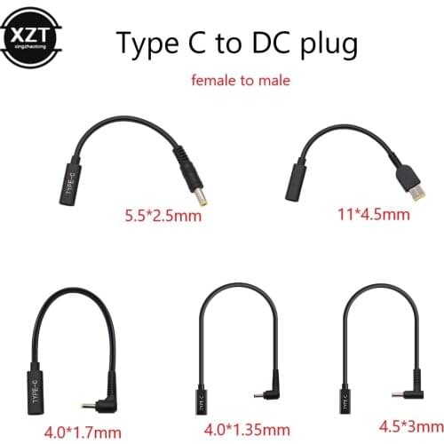 USB 3.1 Type C female to Square 5.5*2.5 4.0 1.35 1.7 4.5 3.0 mm Jack DC PIN Plug for Asus DELL Hp PC Laptop Power Adapter cable