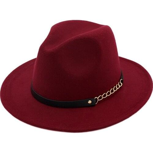 X3005 Fashionable Elegant Fedora Hats Woolen Hat Womens Spring Autumn Unisex Woolen Caps Adult Retro Literary Wide Brim Hat