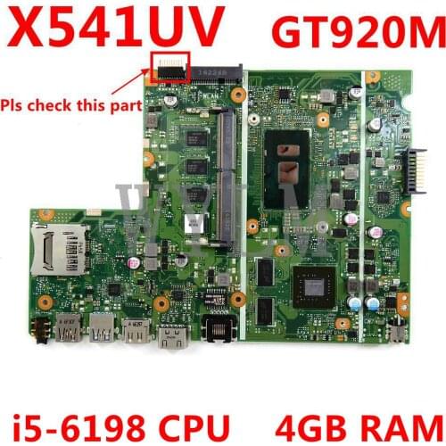 X541UV 4GB RAM GT920M ii5-6198 CPU mainboard REV2.1 For ASUS X541UV X541U X541 laptop motherboard 90NB0CG0-R02100 tested OK