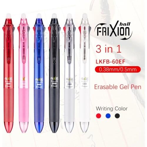 Japan Pilot Frixion Pen 3 In 1 Erasable Gel Pen Multi Colors 0.5 Mm LKFB-60EF 0.38 Mm LKFB-60UF Replacement Refills