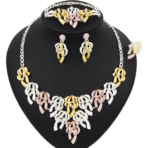 Yulaili High Quality Brazilian Gold Color Design Wedding Necklace Earrings Jewellery Set Womens Fashion Accessories Jewelry Set