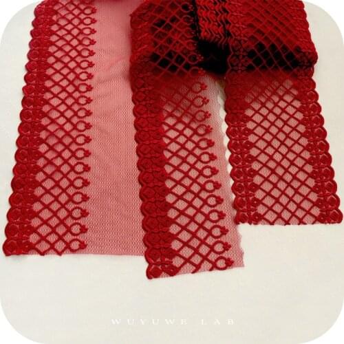 1m Red Maroon Soft Embroidery Mesh Lace Trims Fabric Clothing Decoration Diy Skirt Hem Curtain Side Neckline Accessories 20cm