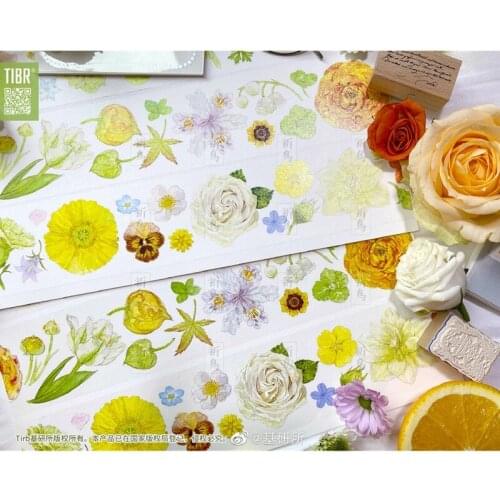 1 Loop 5.2cm x 100cm Washi Orange Journal Masking Tape Pet White Ink Craft Flower Collage