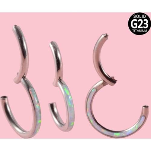 1Pc G23 Titanium Hinged Segment Septum Clicker Opal Nose Ring Hoop Labret Ear Tragus Helix Cartilage Daith Earring Piercing 16g