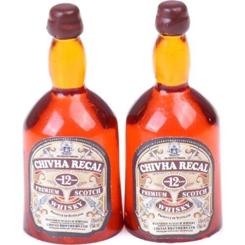 2pcs 1:12 Resin 5*14*33mm Dollhouse Miniature Whiskey Wine Bottle Accessories Model Toys