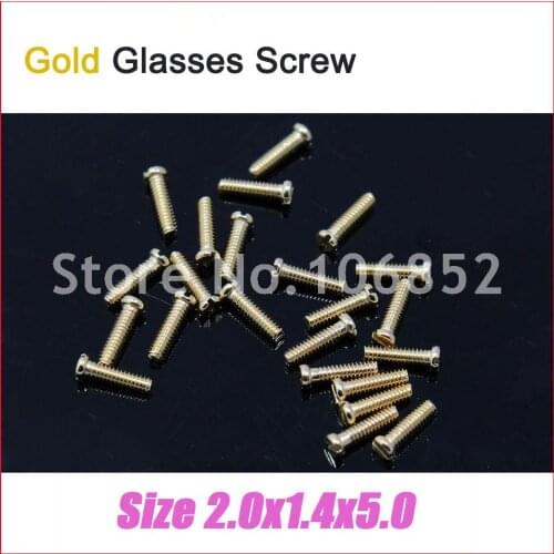 200pcs Gold Color 2.0x1.4x5.0mm Eyeglasses Glasses Screws Slotted - Head Free Shipping