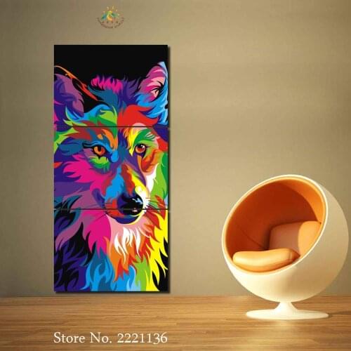 3-4-5 Pieces Colorful Wolf Pictures Modern Home Decor Wall Art Canvas HD Painting For Living Room Print Modern Painting