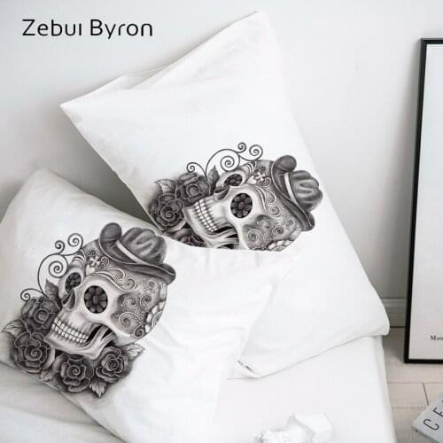 3D HD Pillow Case Pillowcase Custom/50x70/50x75/50x80/70x70 Decorative Pillow Cover,pencil drawing Skull Men Bedding,Drop Ship