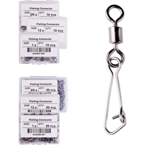 50PCS Hot Ball Bearing Fishing Swivels Snap Connector Fishing Bait Holder With Hooked Snap Fishhook Lure Hooks Fishing Tackle