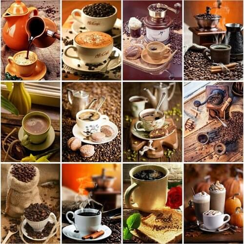 Diamond Painting Art Cafe Jewel Cross Stitch Wall Decoration Vintage Abstract Coffee Mosaic Paint Embroidery Diamond Accessories