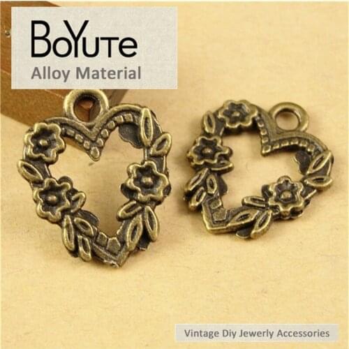 BoYuTe (50 Pieces/Lot) 18*21MM Zinc Alloy Jewelry Accessories Parts Antique Bronze Plated Heart Pendant for Jewelry Making Diy