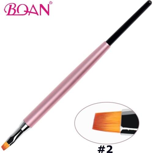 BQAN Professional Flat Head Nail Art Design UV Gel Polish Extension Builder Painting Drawing Brush Size #2 Manicure DIY Pen Tool