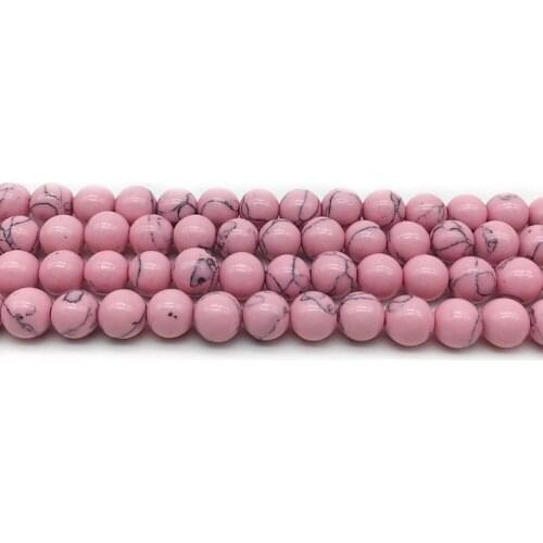 High quality Natural Stone Pink Turquois Stone Loose Spacer Charm Bead For Jewelry Making 4/6/8/10/12mm DIY Necklaces Bracelets