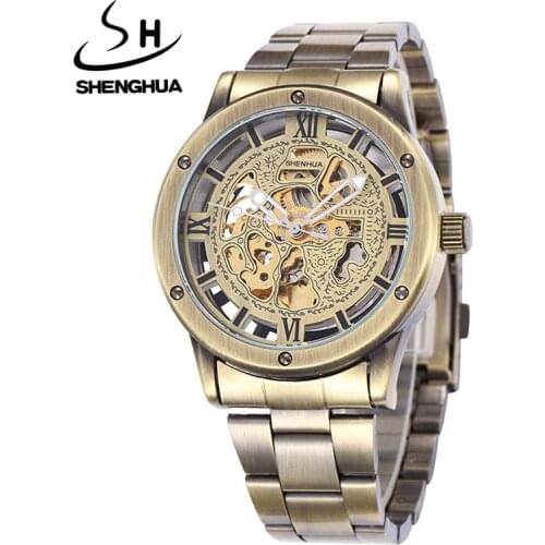 2020 Men Watches Luxury Mechanical Watches Men Shenhua Fashion Vintage Bronze Automatic Mechanical Skeleton Watch Reloj Hombre